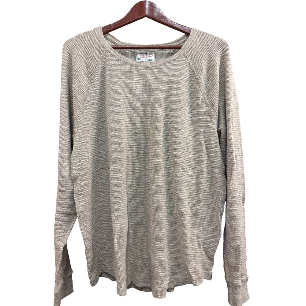 Lucky Brand Mens XL Beige Thermal Waffle Knit Long Sleeve Shirt